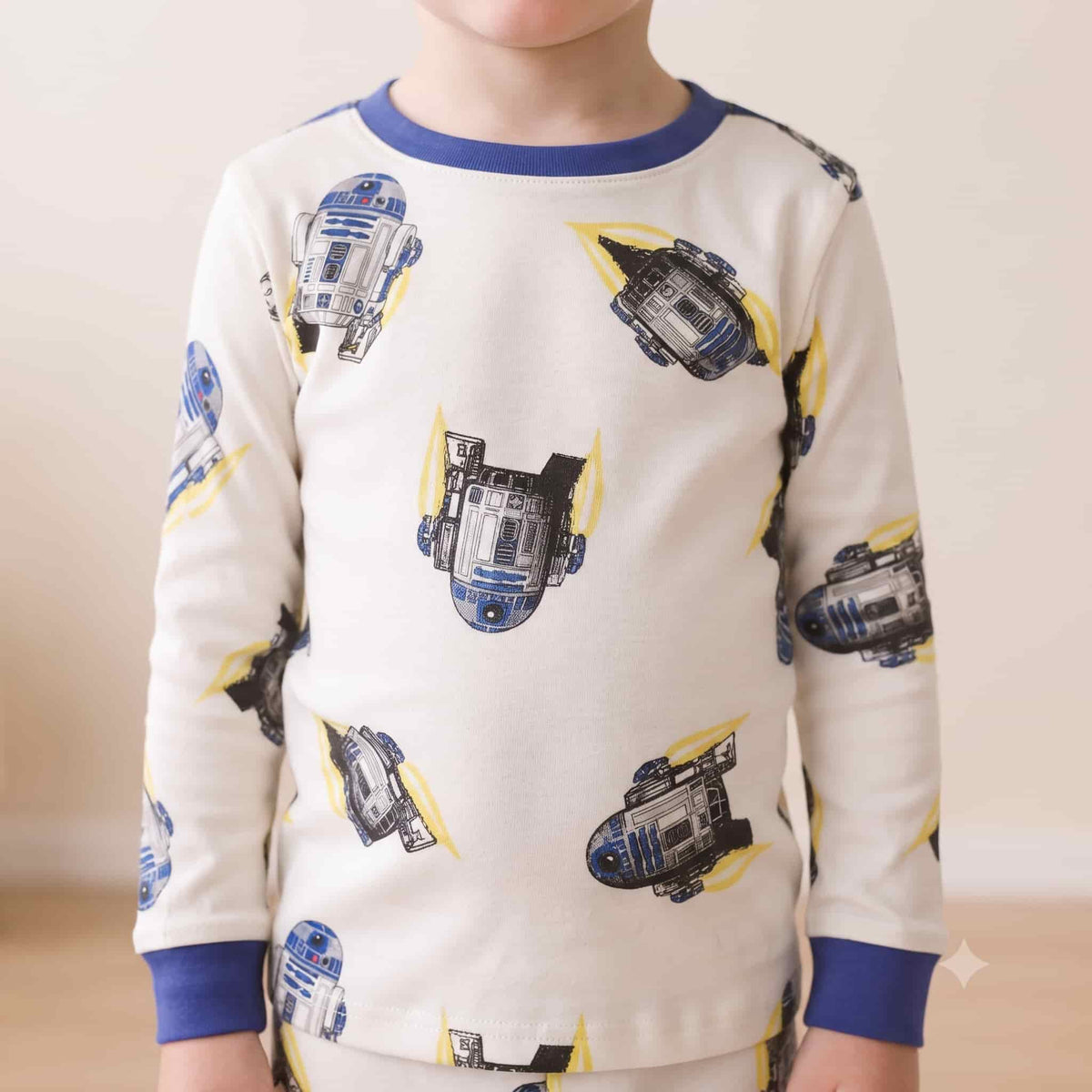 Astro Bot Boys Full Sleeves Pajama Set - Cream