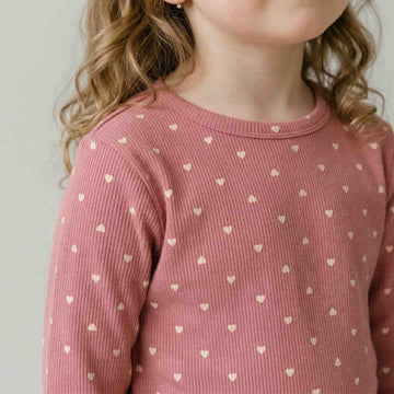 Little Hearts Girls Full Sleeves Pajama Set - Pink