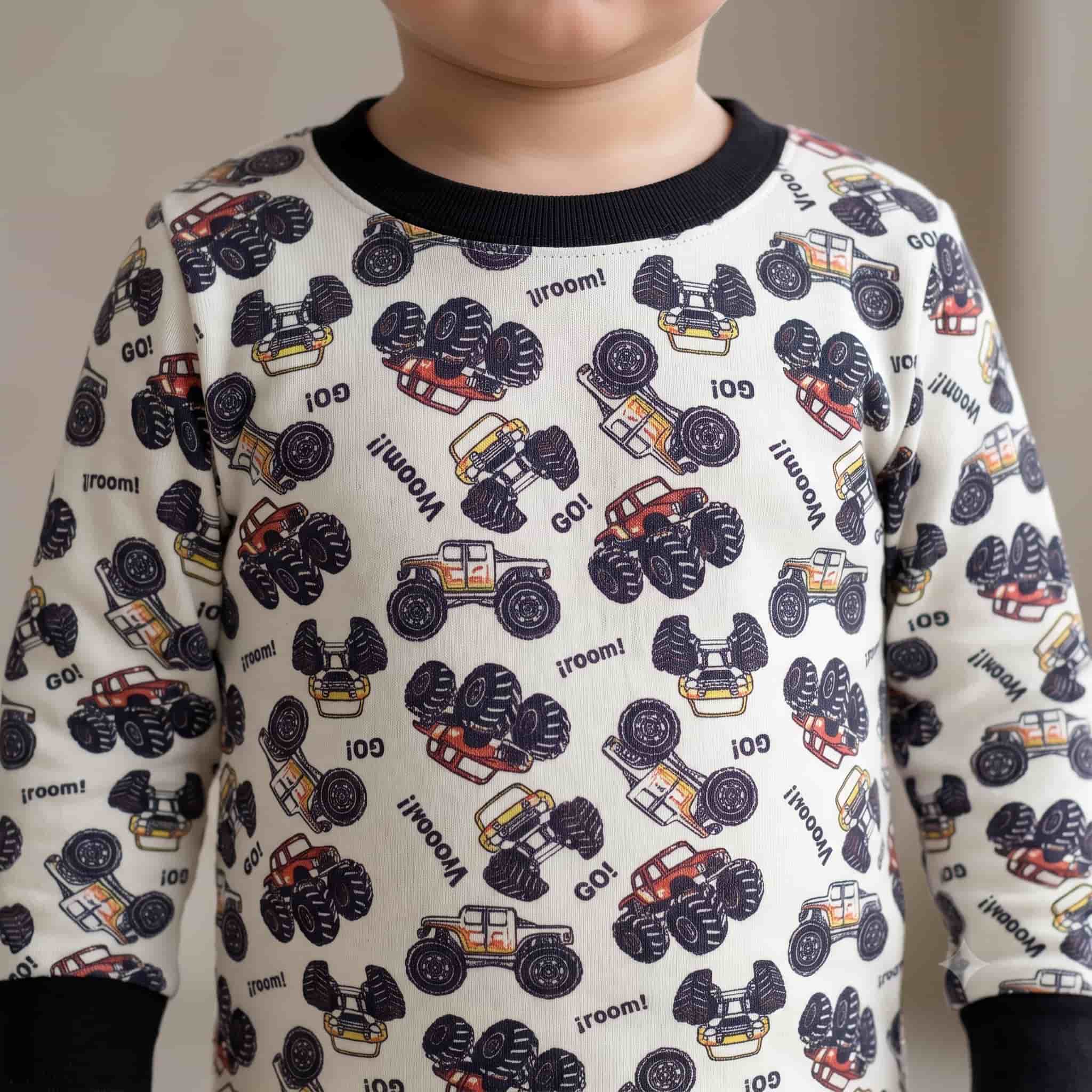 Monster Rush Baby Boys Full Sleeves Pajama Set – Cream