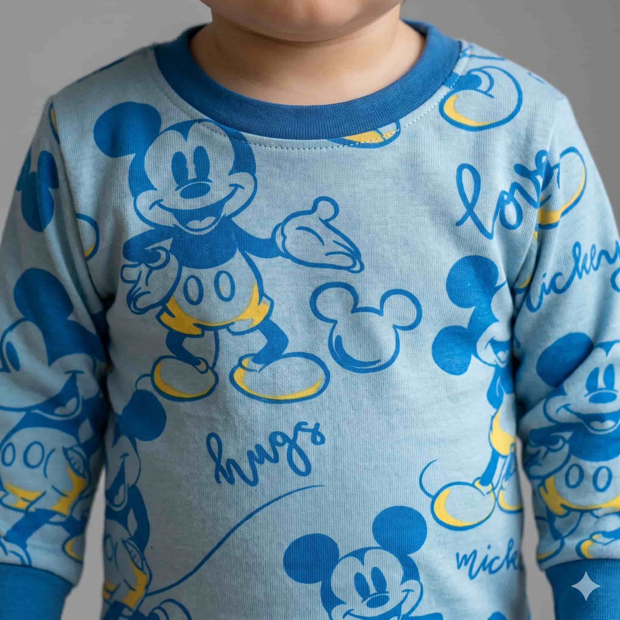 Mickey Mouse Baby Boys Full Sleeves Pajama Set - Light Blue
