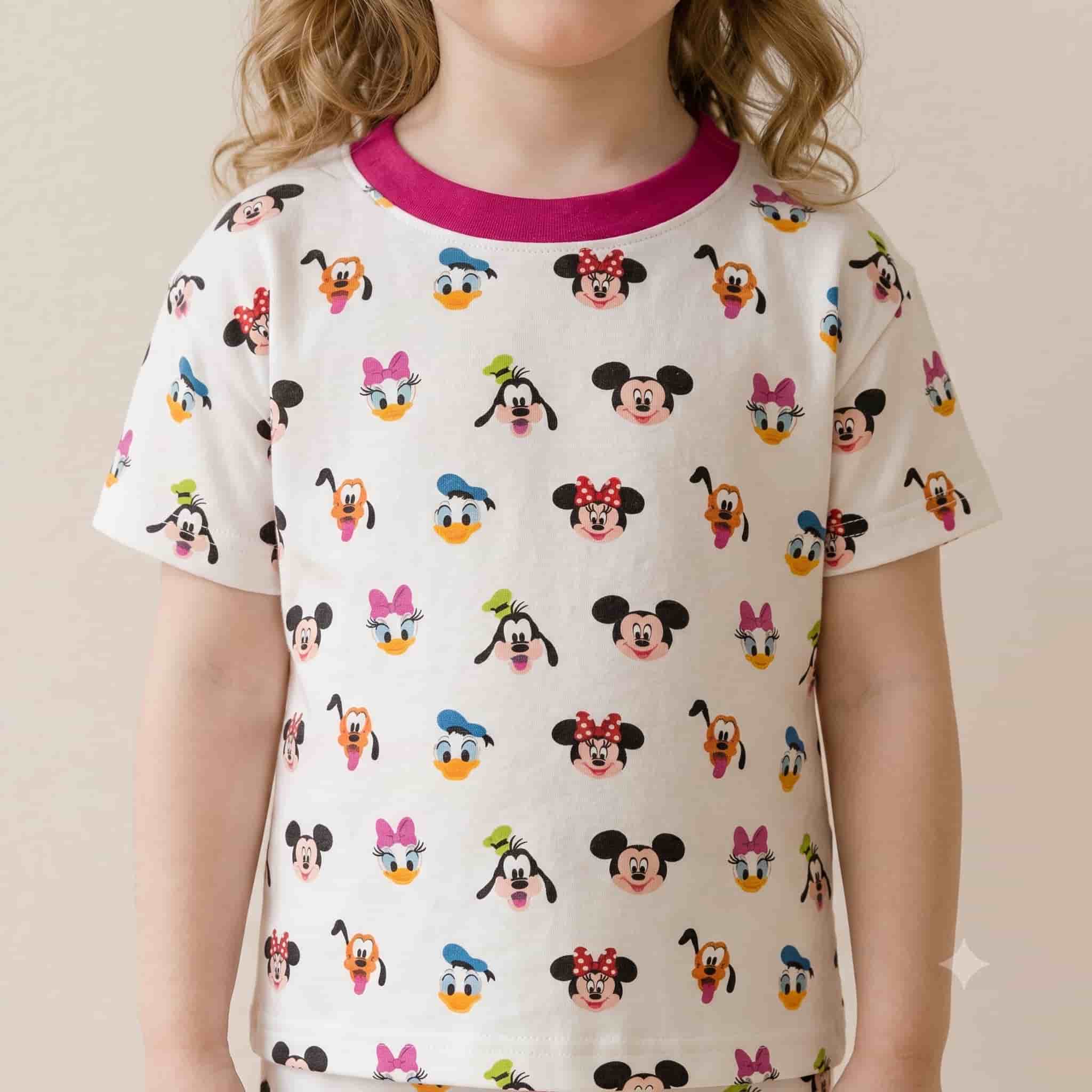 Mickey Mouse Girls Half Sleeves Pajama Set - White