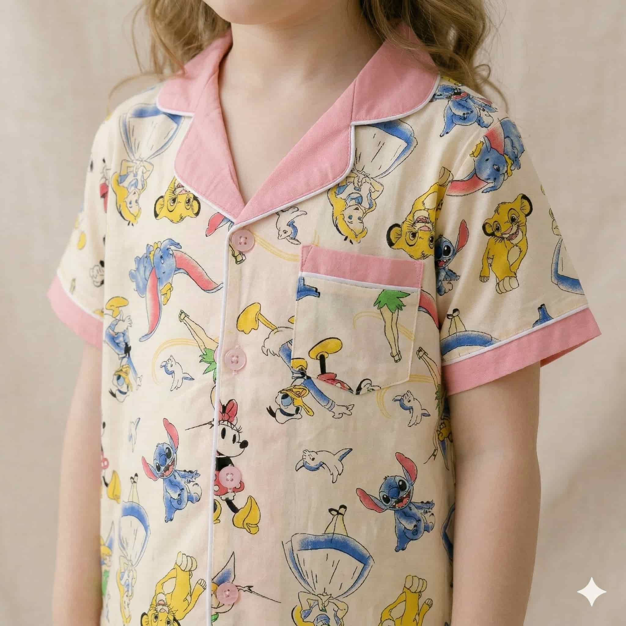 Disney Girls Half Sleeves Pajama Set - Yellow