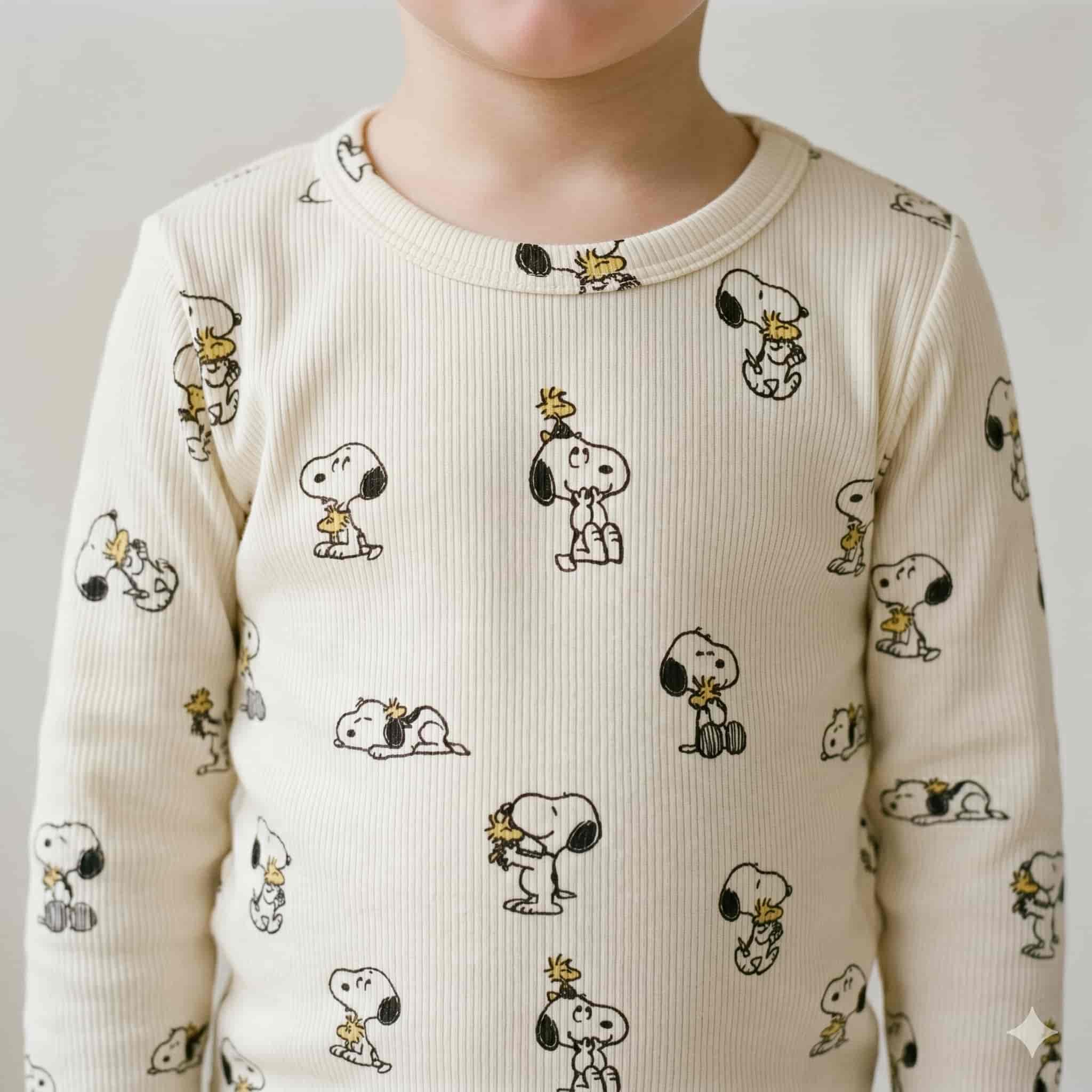 Beagle Buddies Boys Full Sleeves Pajama Set - Cream