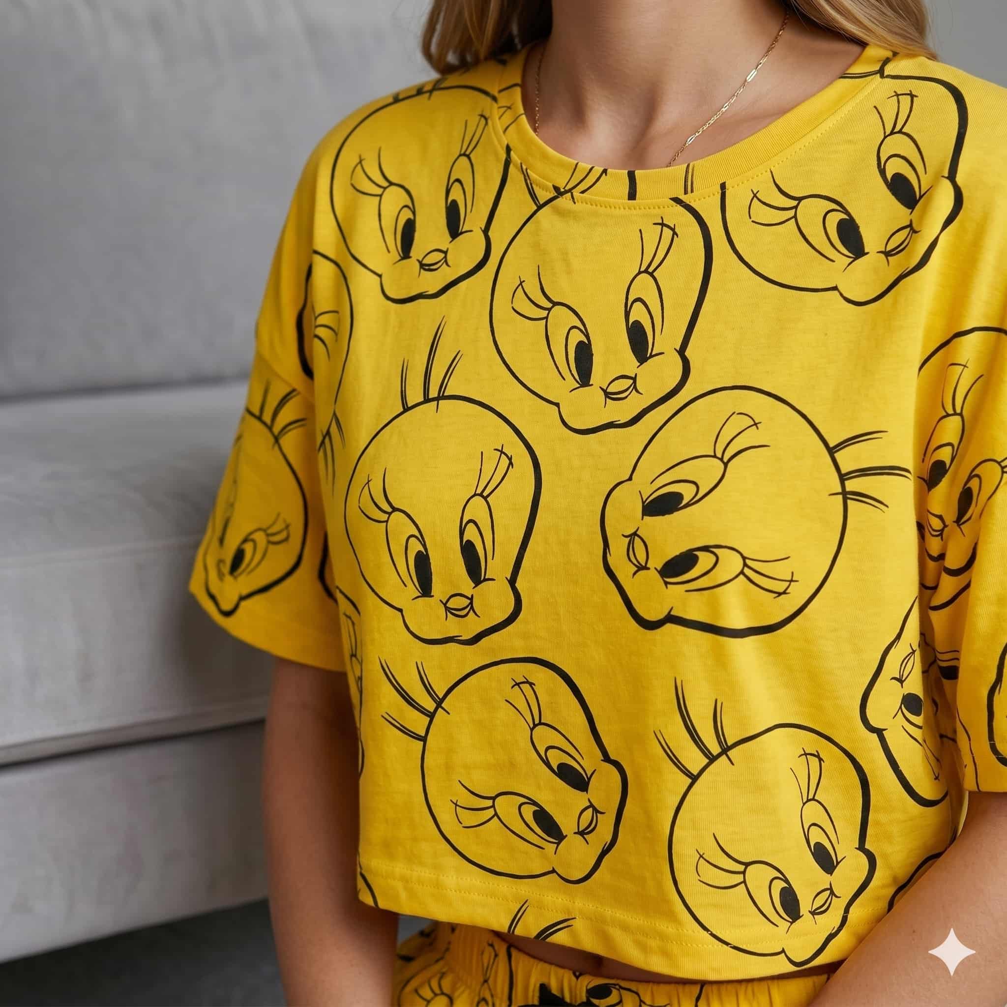 Sunny Tweet Women Half Sleeves Short Set - Yellow