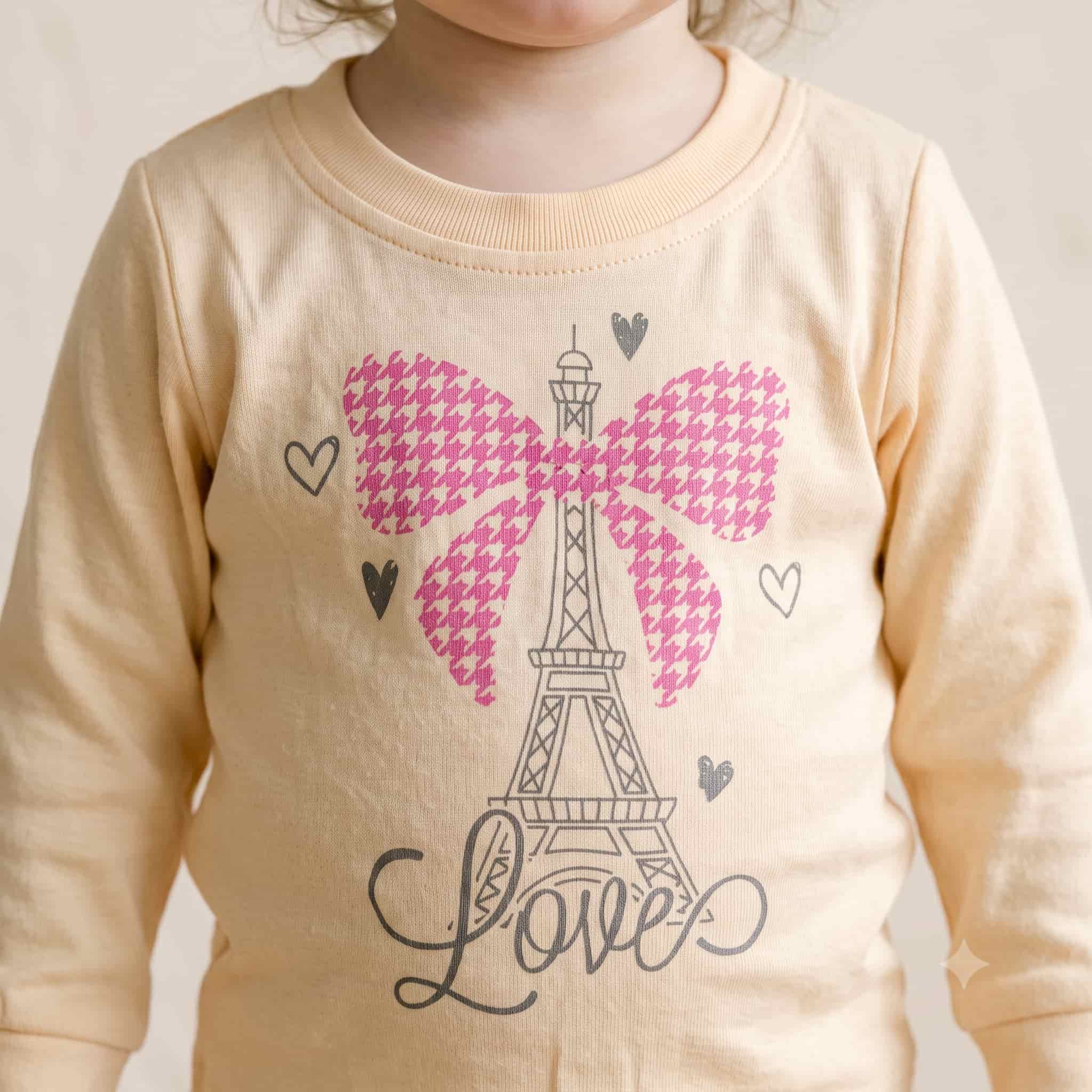 Parisian Charm Baby Girls Full Sleeves Pajama Set - Soft Yellow