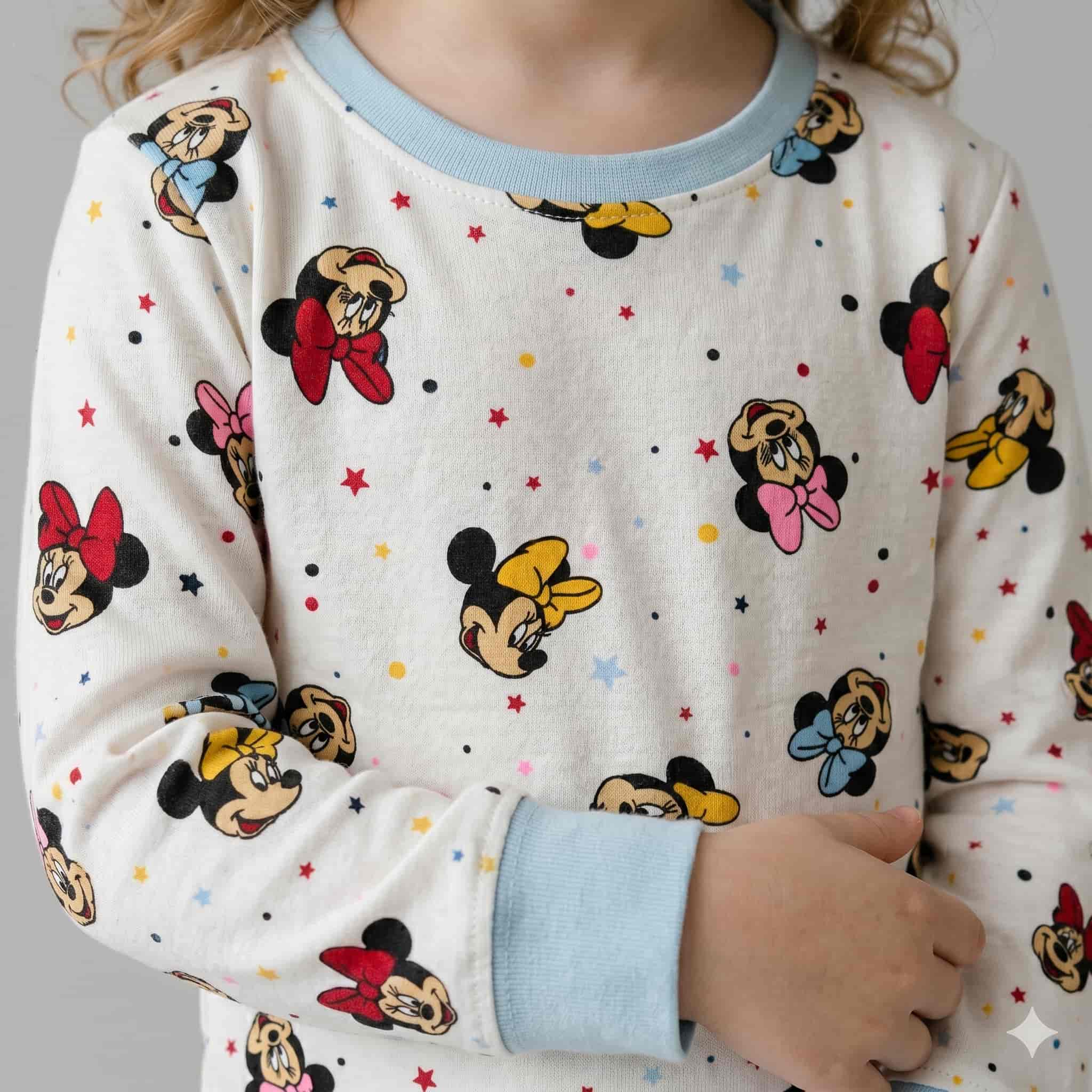 Mickey & Minnie Mouse Girls Full Sleeves Set - Cream