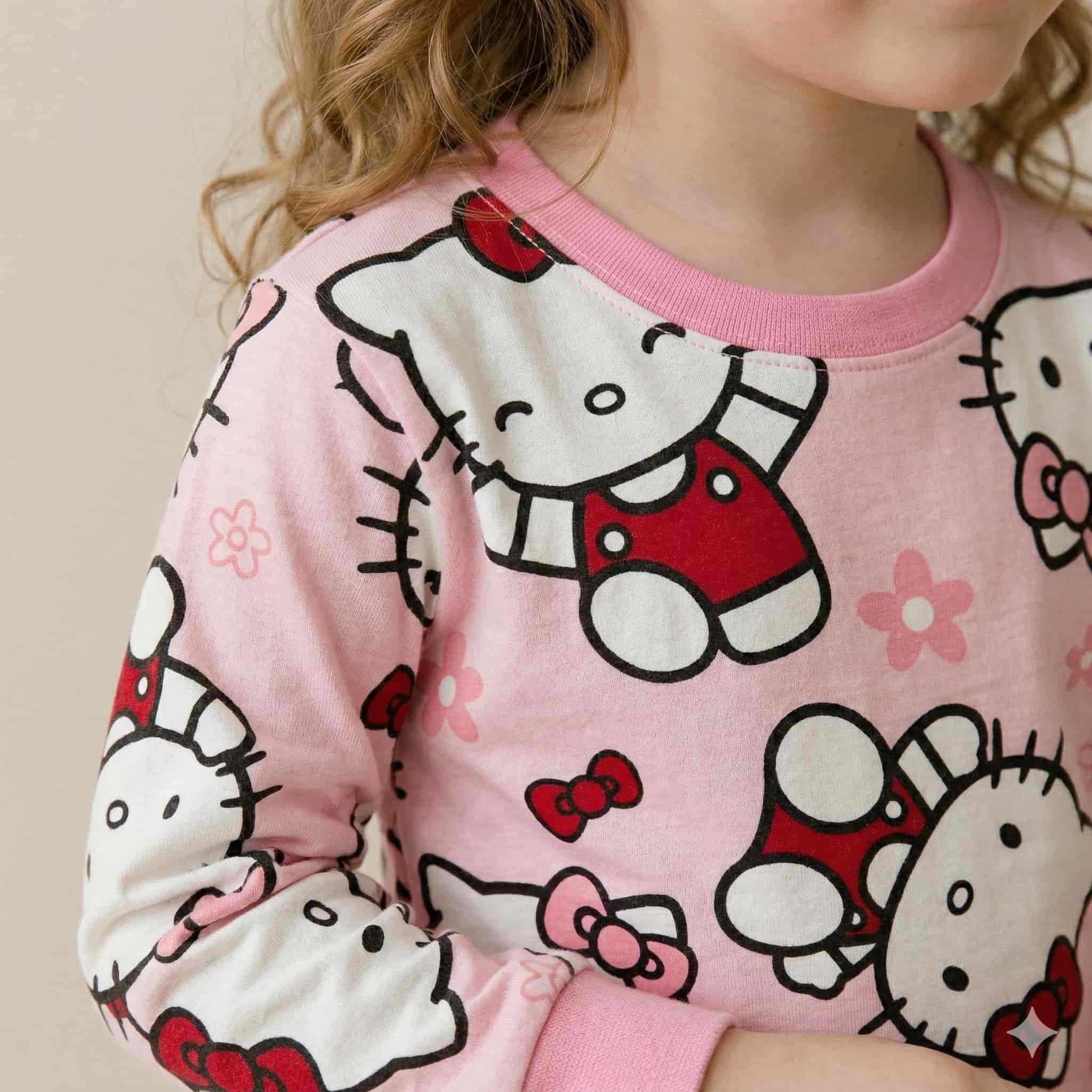 Hello Kitty Girls Full Sleeves Pajama Sets - Pink.