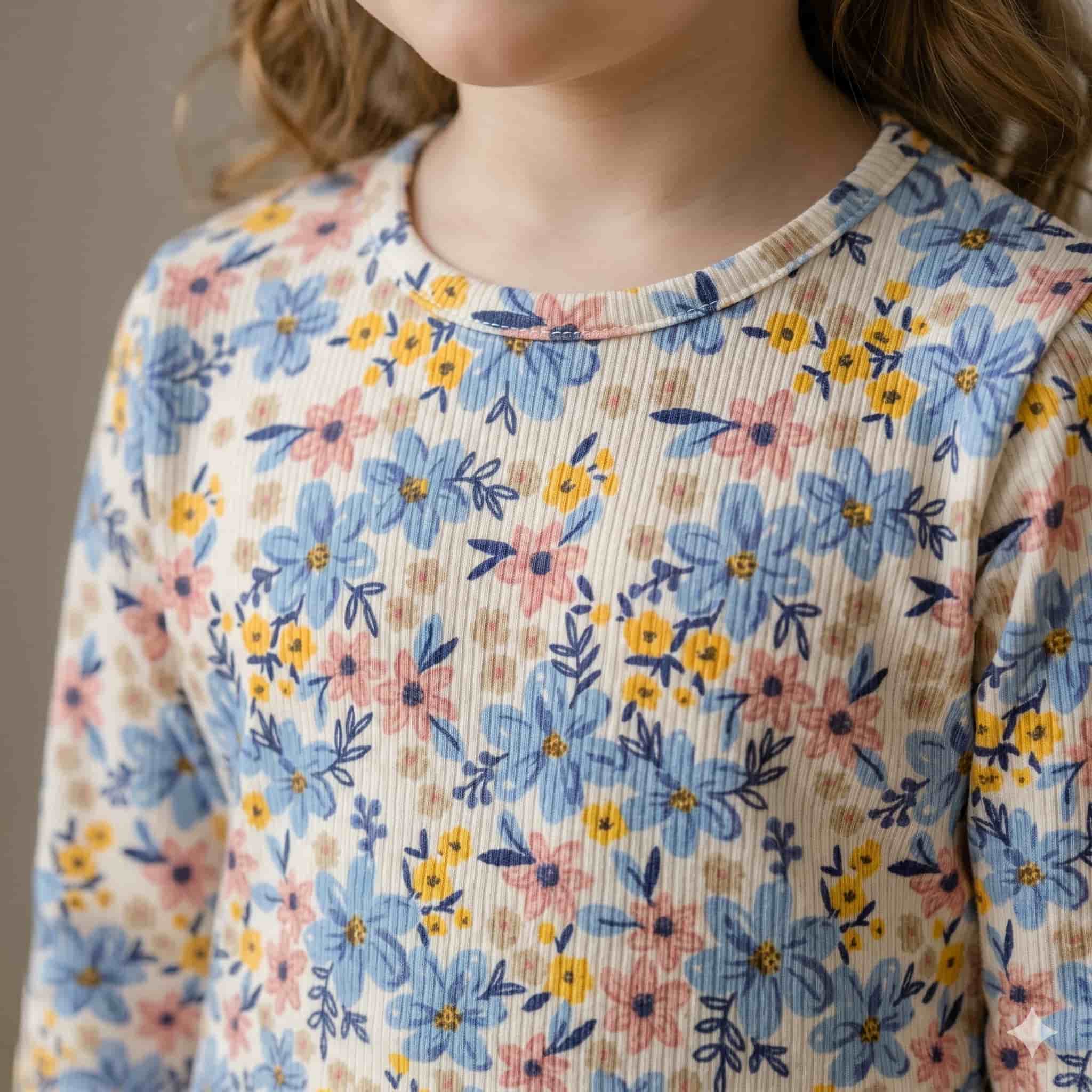 طقم بناتي بأكمام كاملة من Meadow Bloom - كريمي