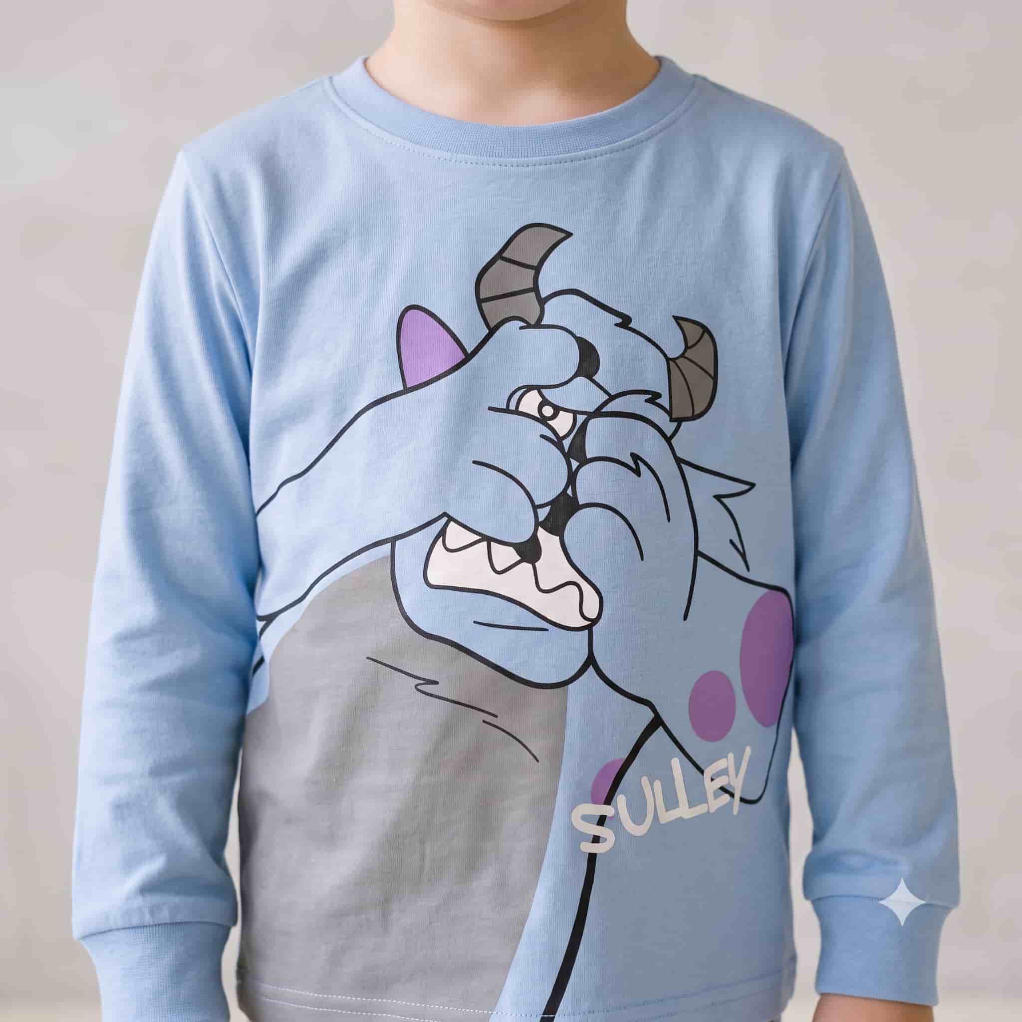 Sulley Boys Full Sleeves Pajama Sets- Blue