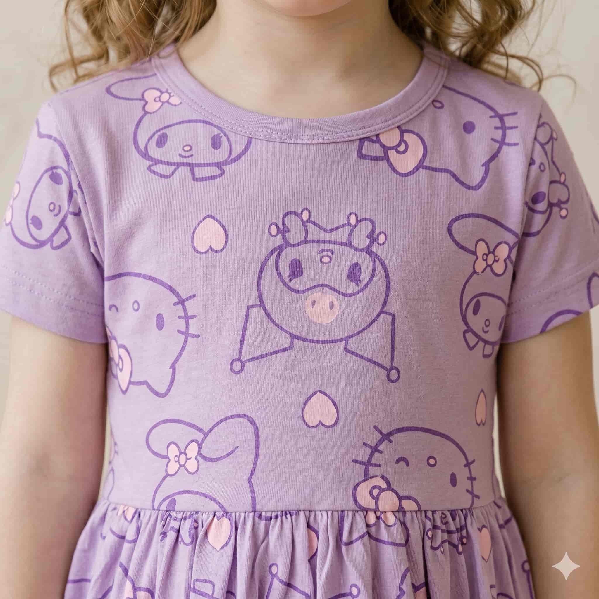 Kuromi Lining Girls Frock - Purple