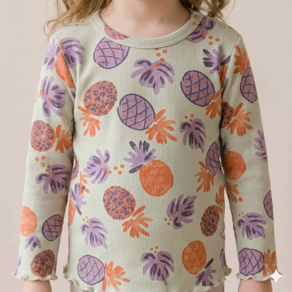 Tropical Bliss Girls Full Sleeves Pajama Set – Pastel Mint