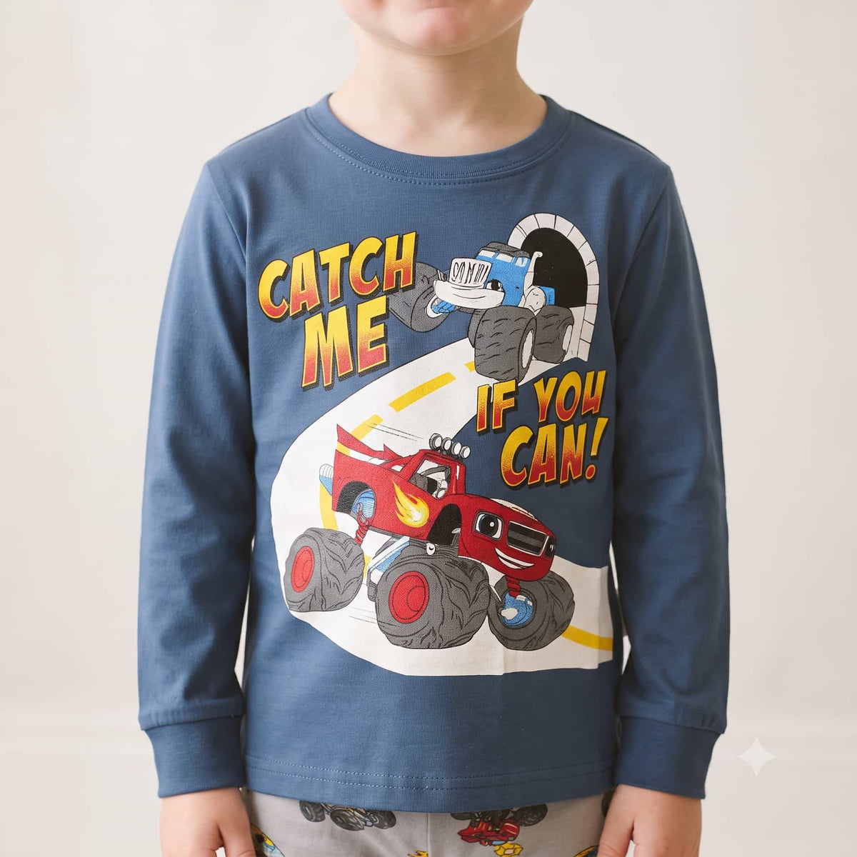 Hotwheels Boys Full Sleeves Pajama Set – Blue