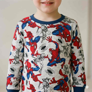 Hero Hustle Boys Full Sleeves Pajama Set – Grey