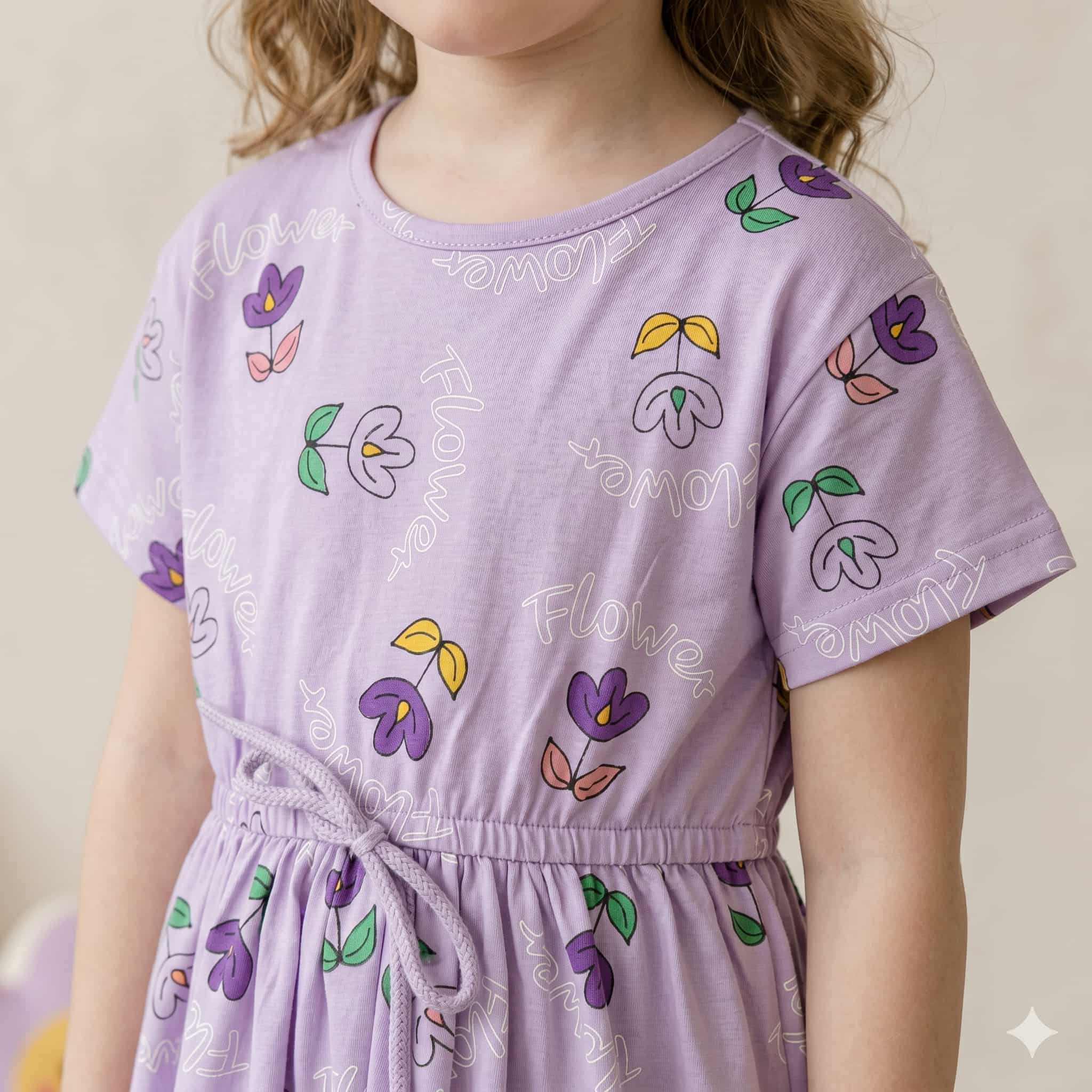 Lilac Blossom Girls Frock Set - Lavender