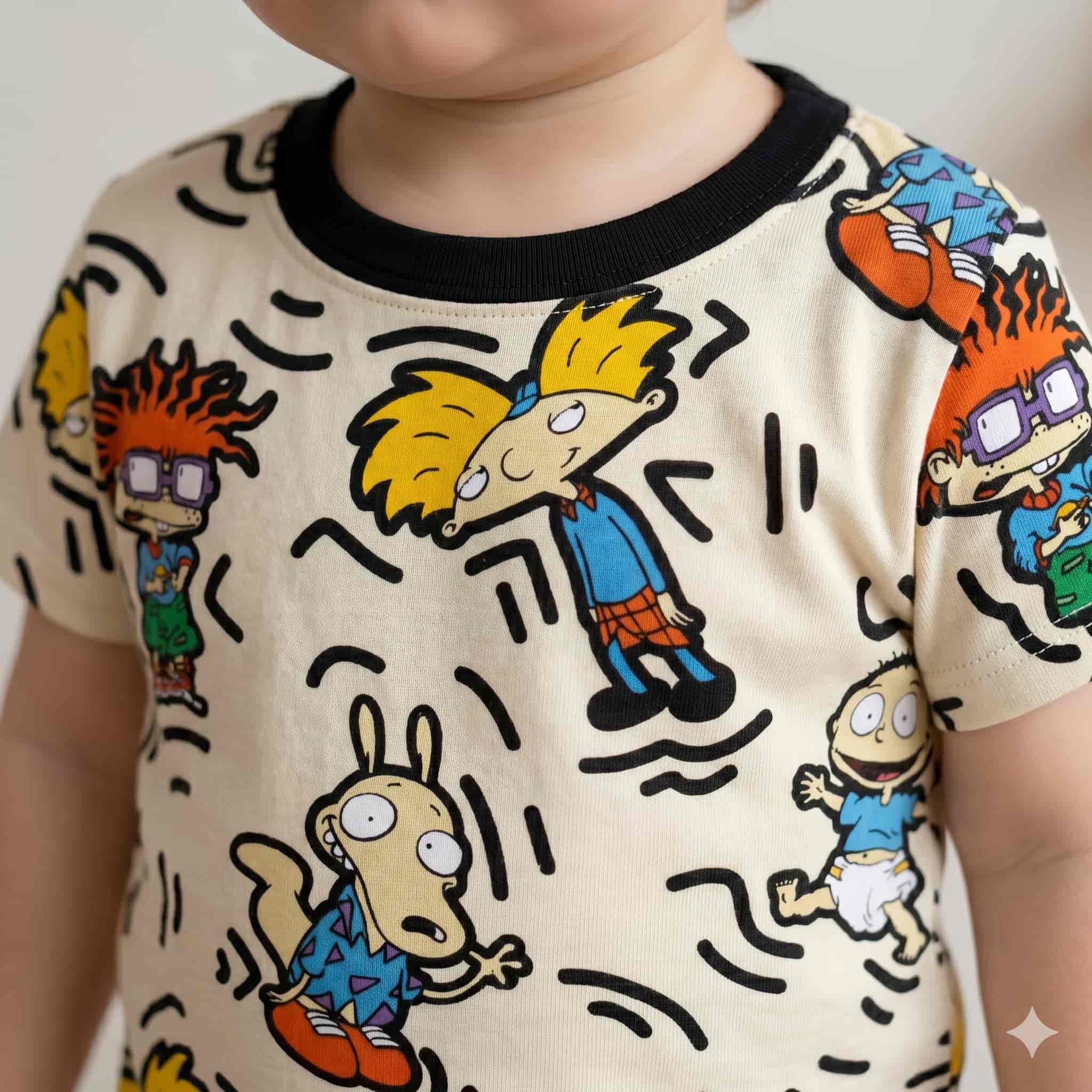 Retro Vibes Baby Boys Half Sleeves Set - Cream