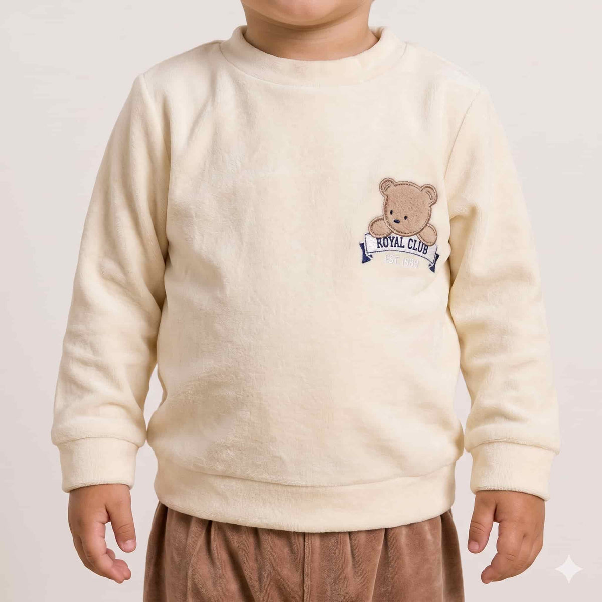 Teddy Charm Baby Boys Winter Full Sleeves Pajama Set – Cream White & Mocha Brown
