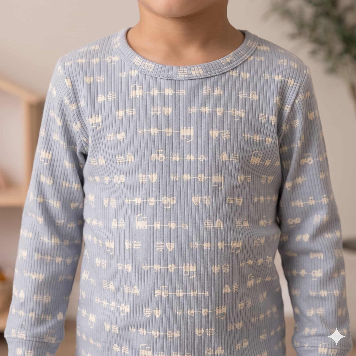 Tiny Tracks Boys Full Sleeves Pajama Set – Dusty Blue