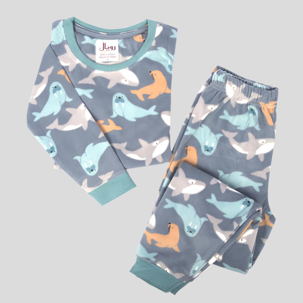 Dolphin Boys Fleece Pajama Set - Grey