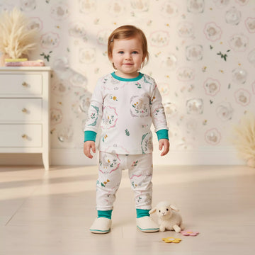 Cute Rabbit Baby Girl Pajama Set- White