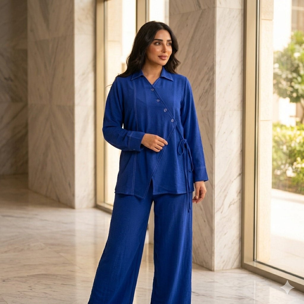 Azure Charm Women Full Sleeves Co ord Set - Blue