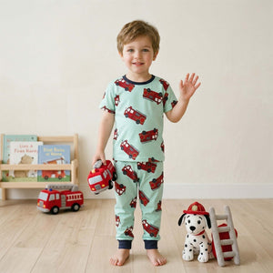 Fire Truck Boys Pajama Set - Blue