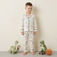 Playful Dino Boy Button Pajama Set - White