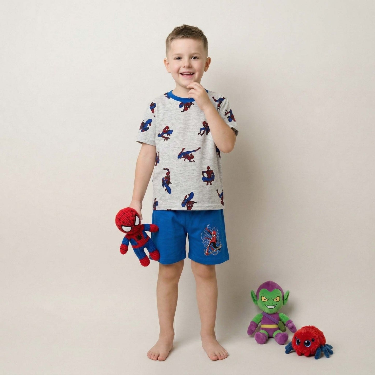 Hero-in-Motion Boys Short Set - Grey & Blue