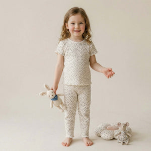 Little Bloom Girls Short Sleeves Pajama Set - White