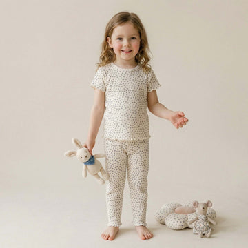 Little Bloom Girls Short Sleeves Pajama Set - White