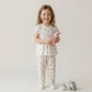 Ditsy Floral Girls Short Sleeves Pajama Set- Cream