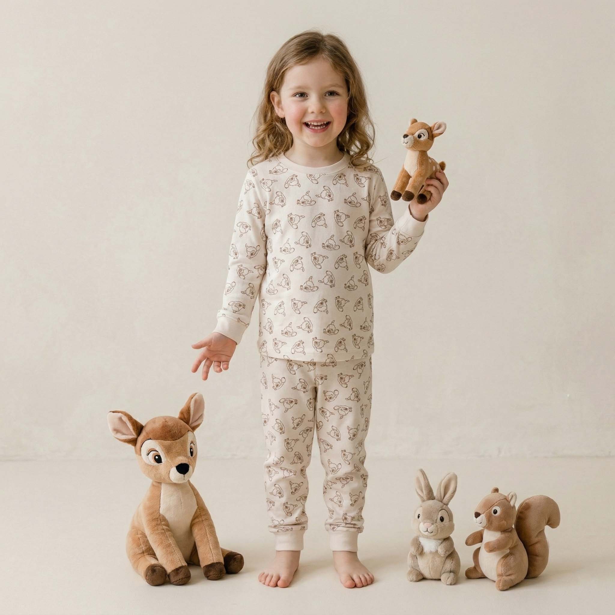 Bambi Girls Full Sleeves Pajama Set - Beige