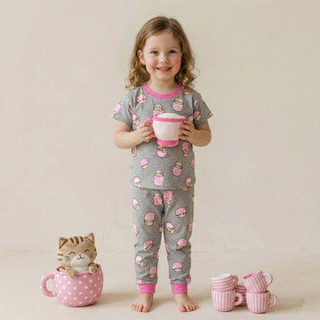 Hot Chocolate Girls Pajama Set - Grey