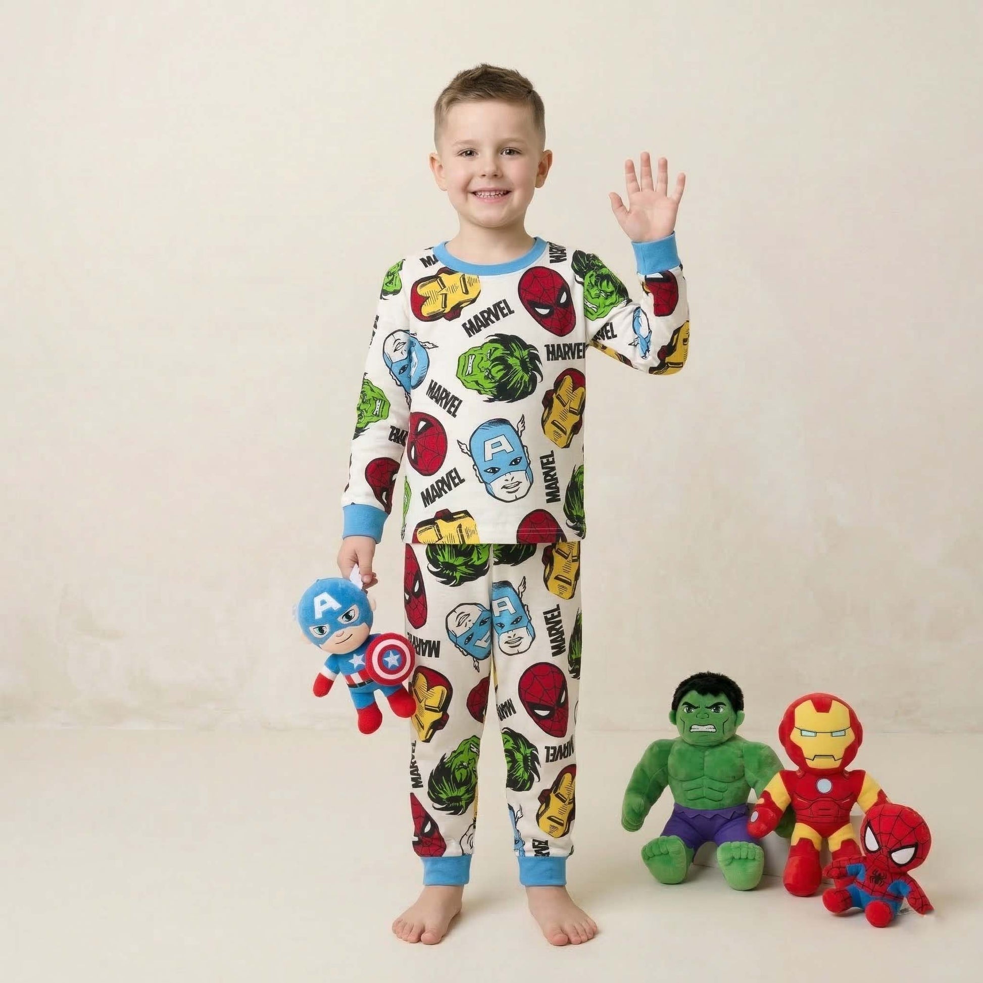 Marvel Boys Full Sleeves Pajama Set - White