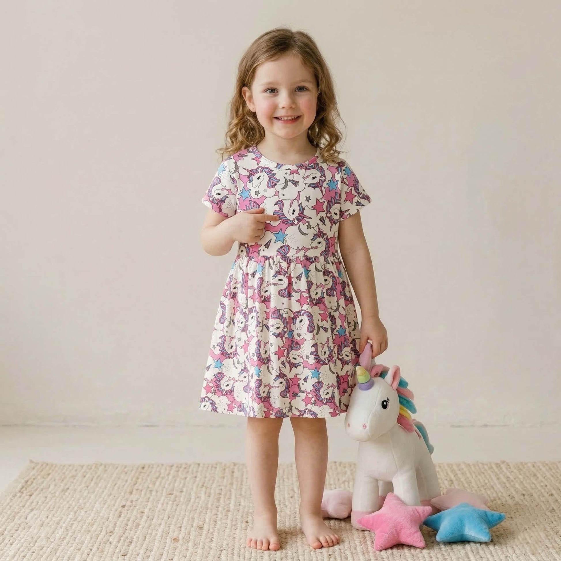 Unicorn Dreams Girls Frock- Purple