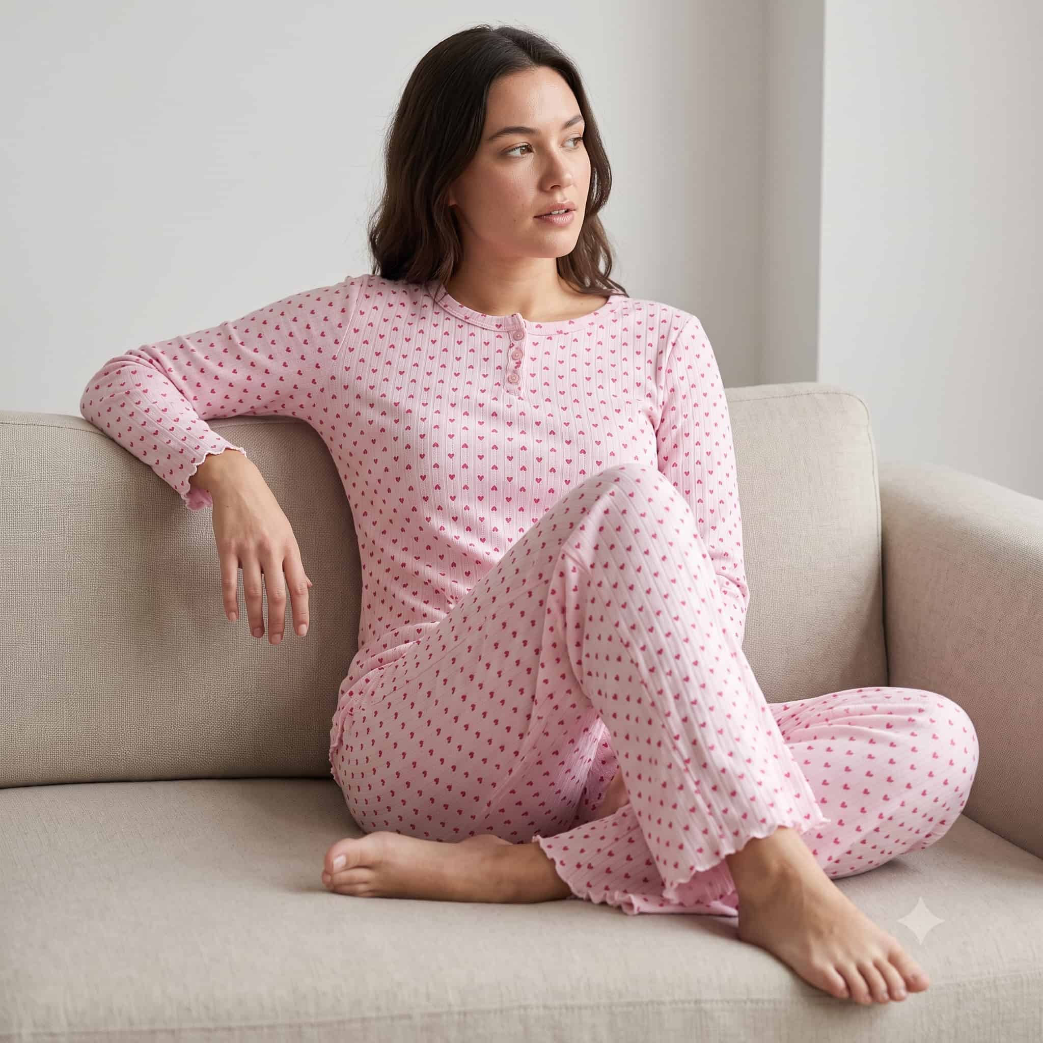 Sweet Heart Women Full Sleeves Pajama Set - Pink