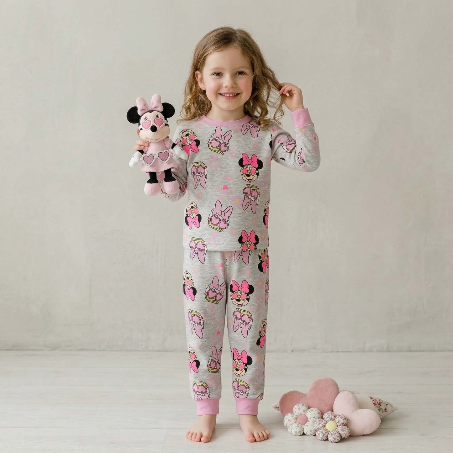 Minnie Girls Disney Pajama Set - Grey