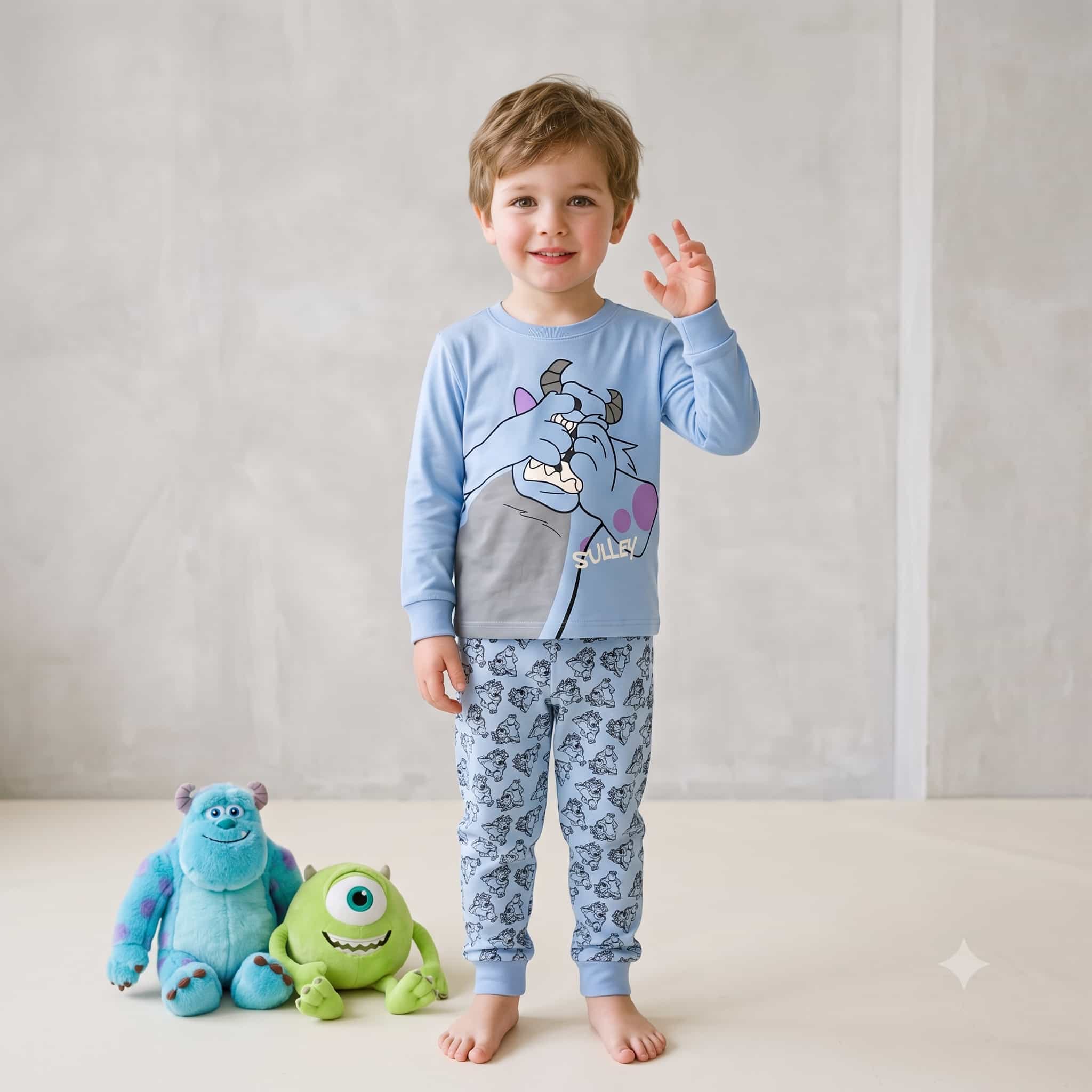 Sulley Boys Full Sleeves Pajama Sets- Blue