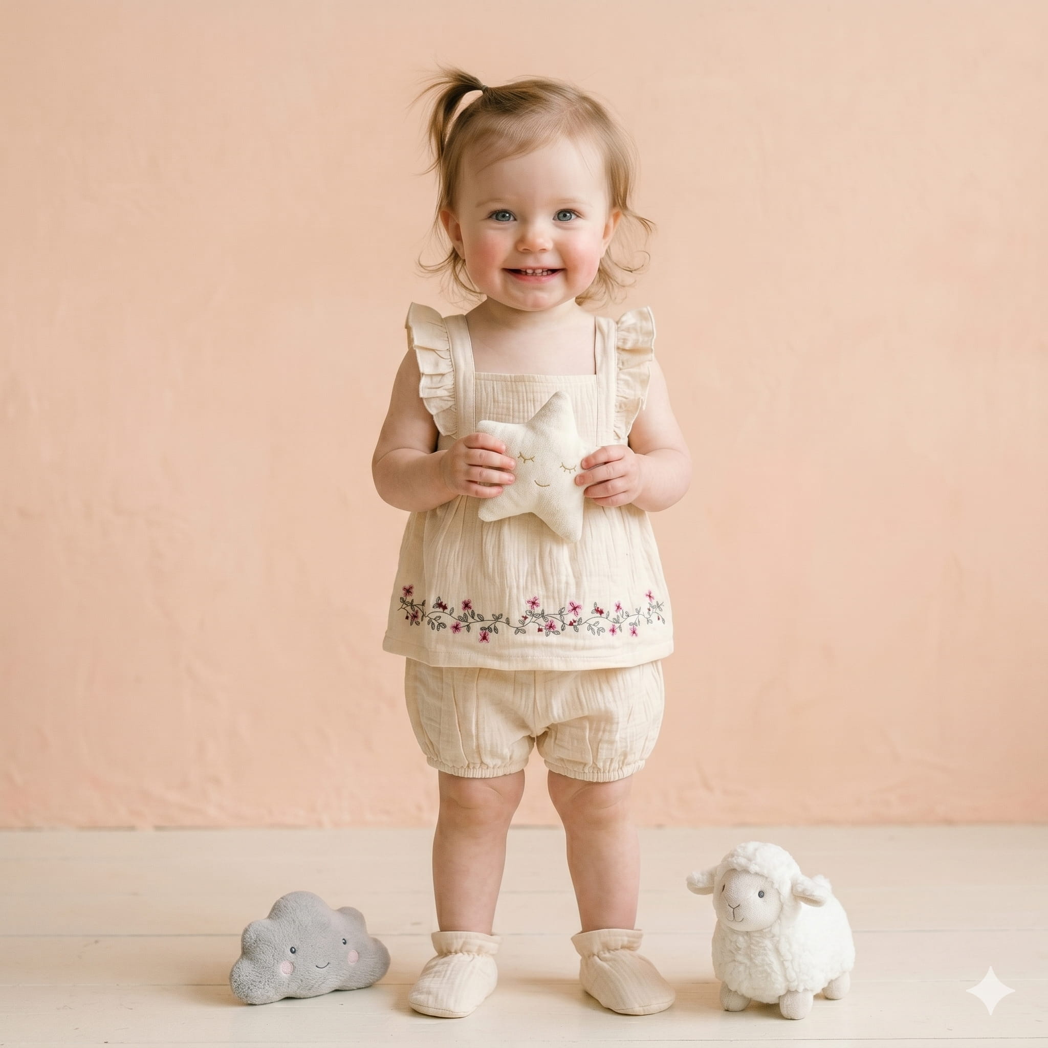 Buttercream Bloom Baby Girls Half Sleeves Set - Cream
