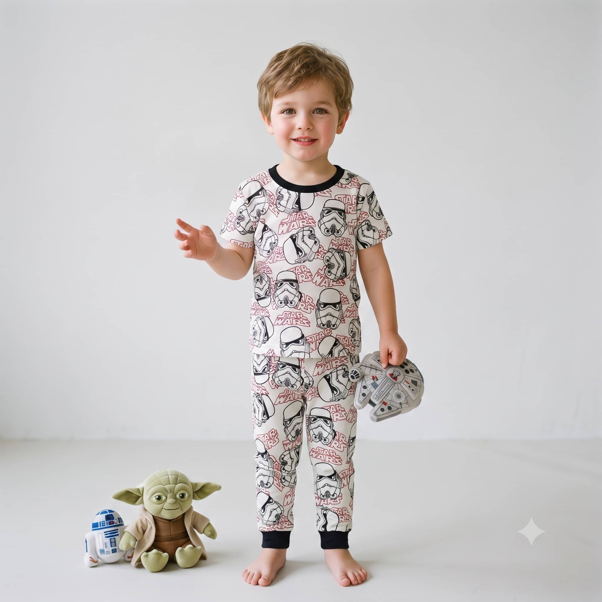 Star Wars Boys Half Sleeves Pajama Set - Off-White