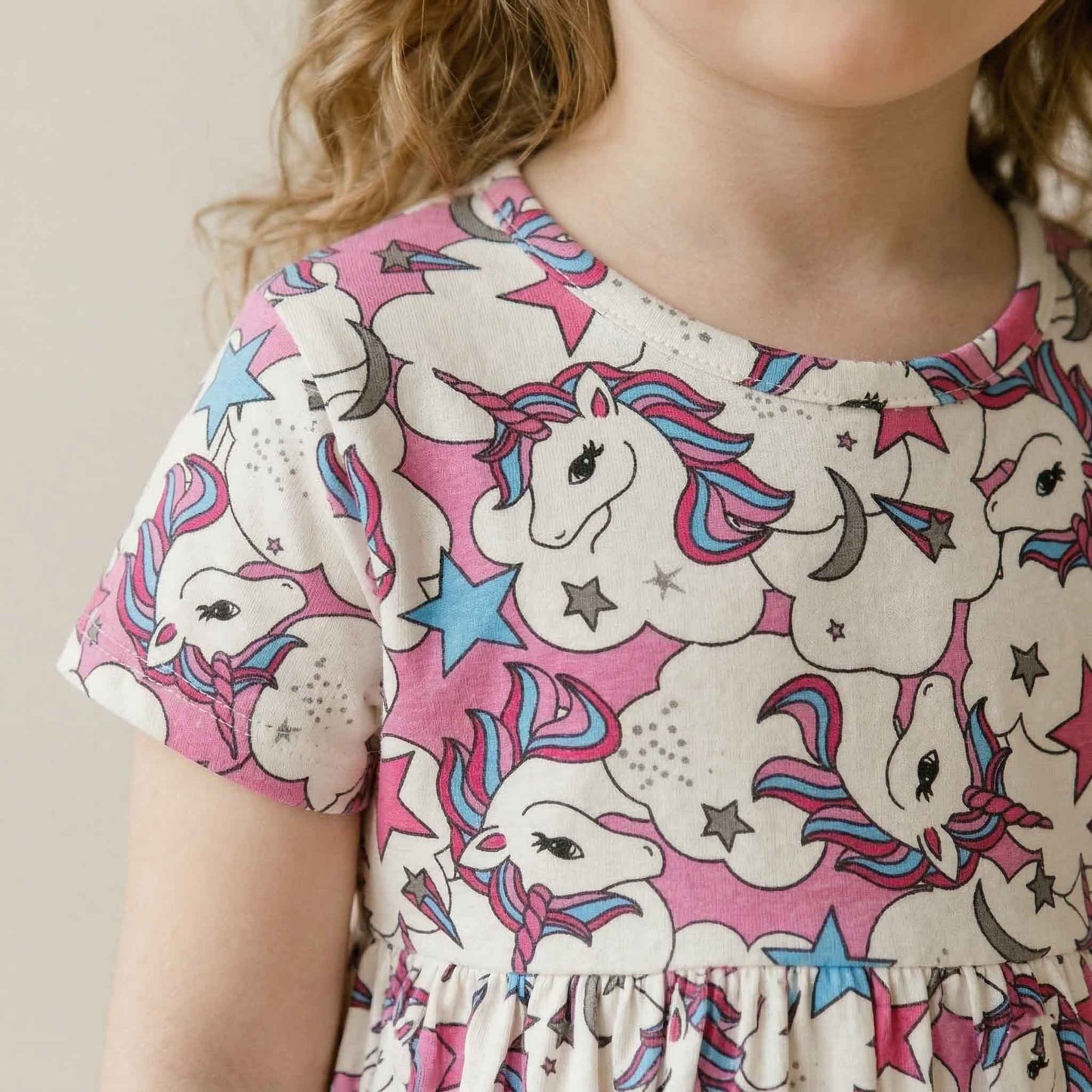 Unicorn Dreams Girls Frock- Purple