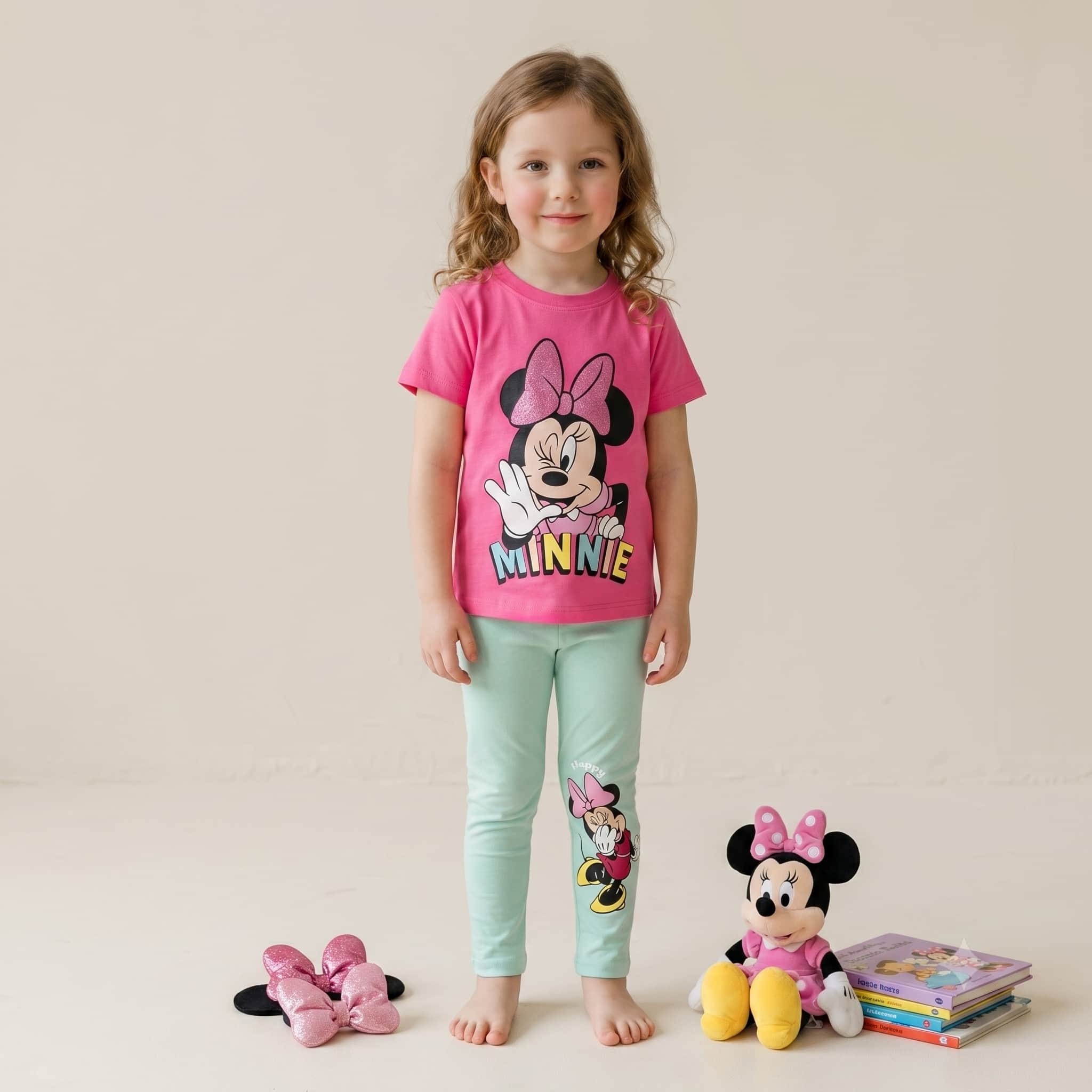 Minnie Mouse Girls Half Sleeves Pajama Set - Pink