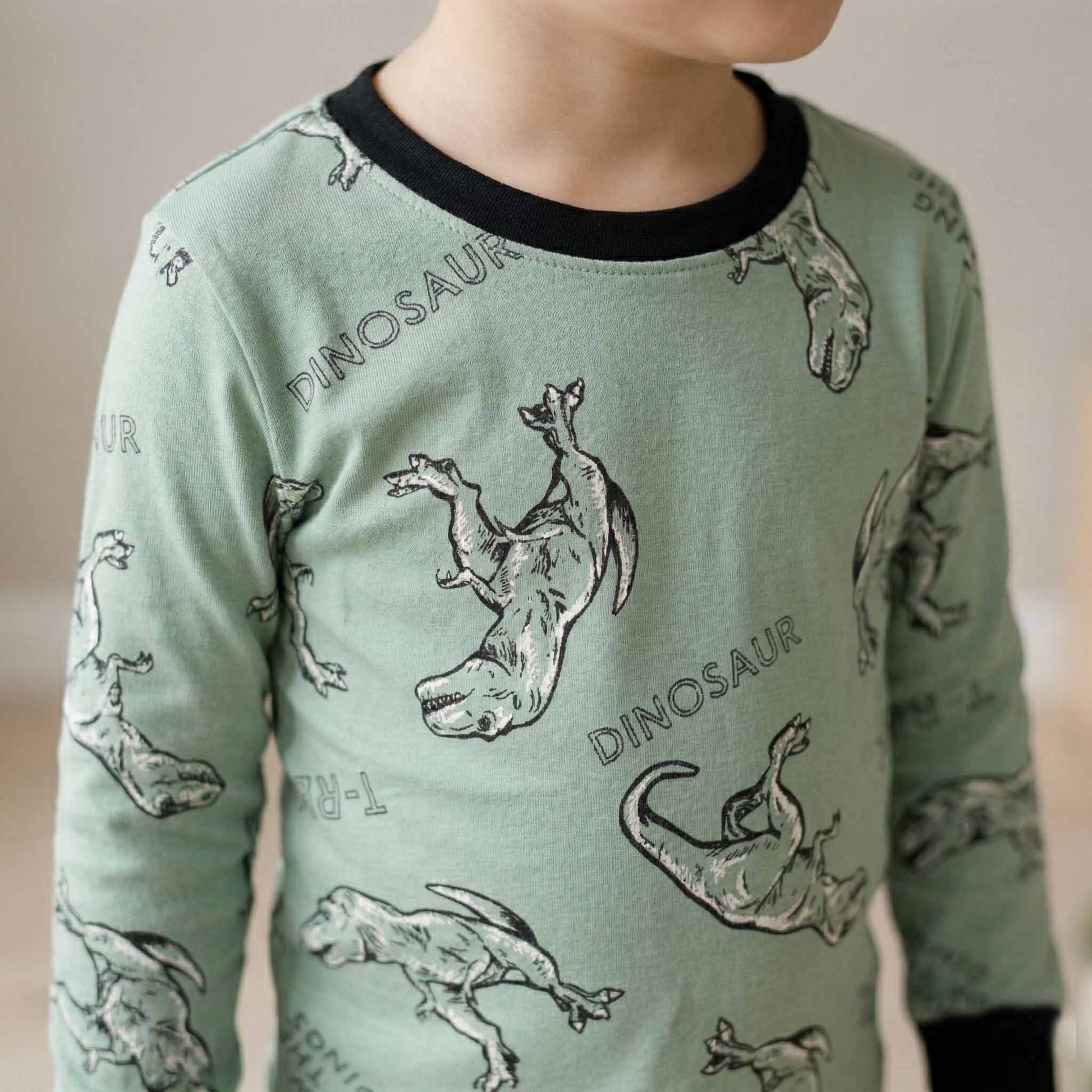 Dinosaur Boys Full Sleeves Pajama Set - Green