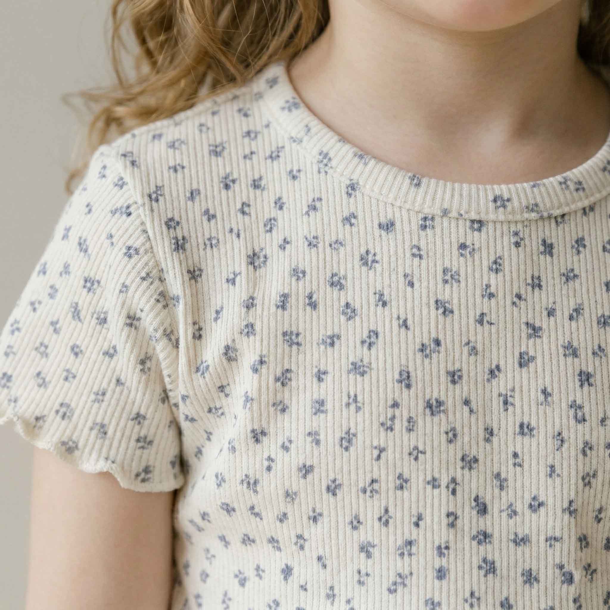 Little Bloom Girls Short Sleeves Pajama Set - White