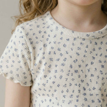 Little Bloom Girls Short Sleeves Pajama Set - White