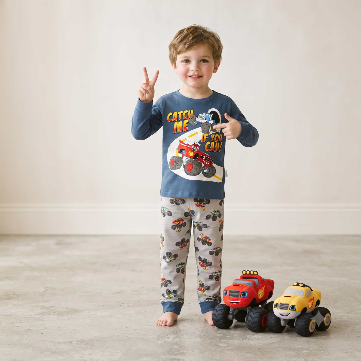 Hotwheels Boys Full Sleeves Pajama Set – Blue