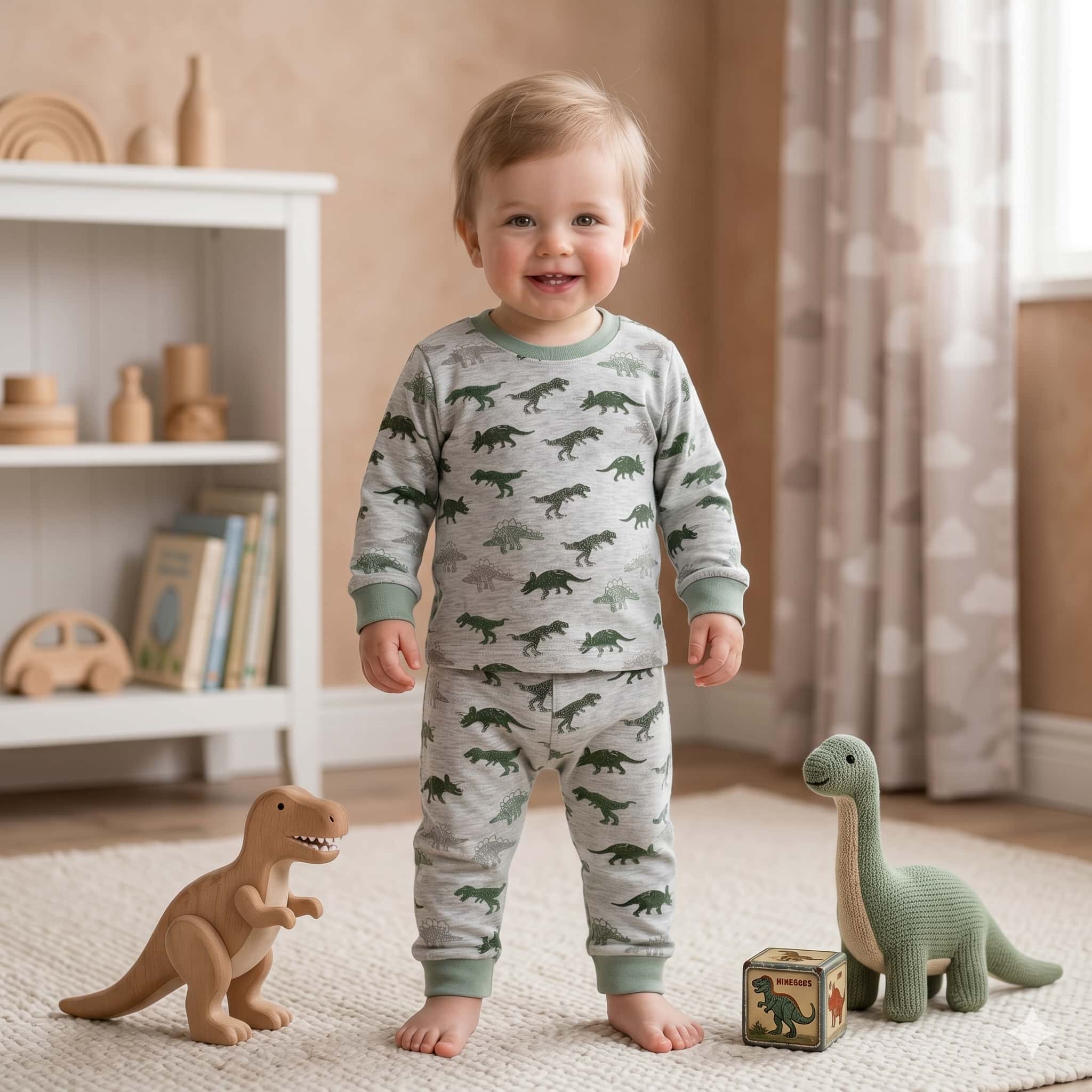 Dino Trek Baby Boys Full Sleeves Set - Grey