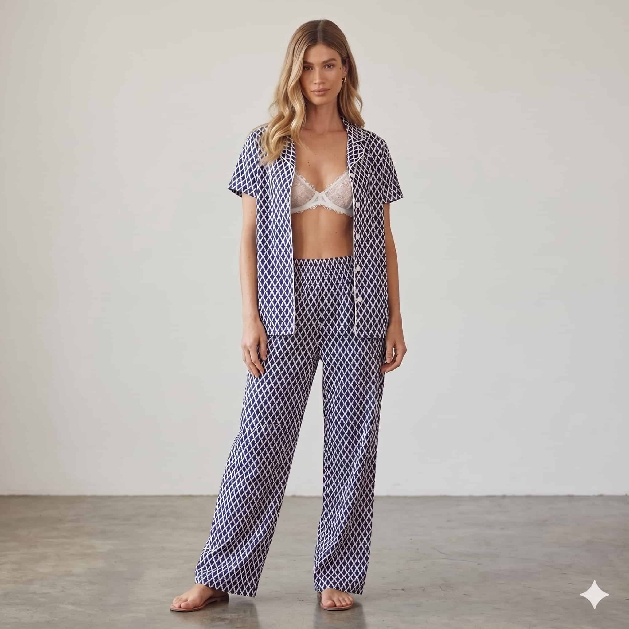 Royal Lattice Women Half Sleeves Pajama Set - Purple