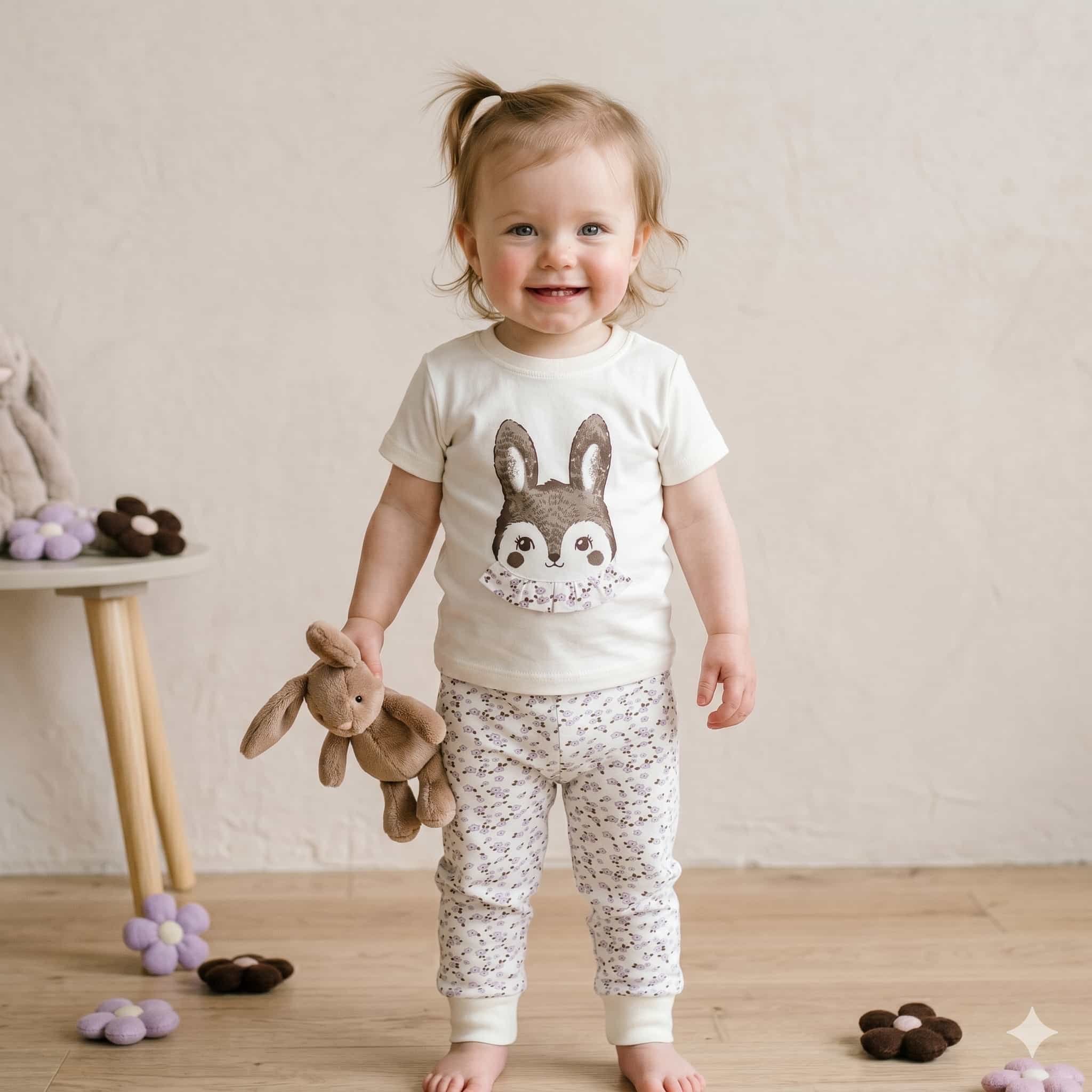 Vintage Bloom Baby Girls Half Sleeves set - Cream
