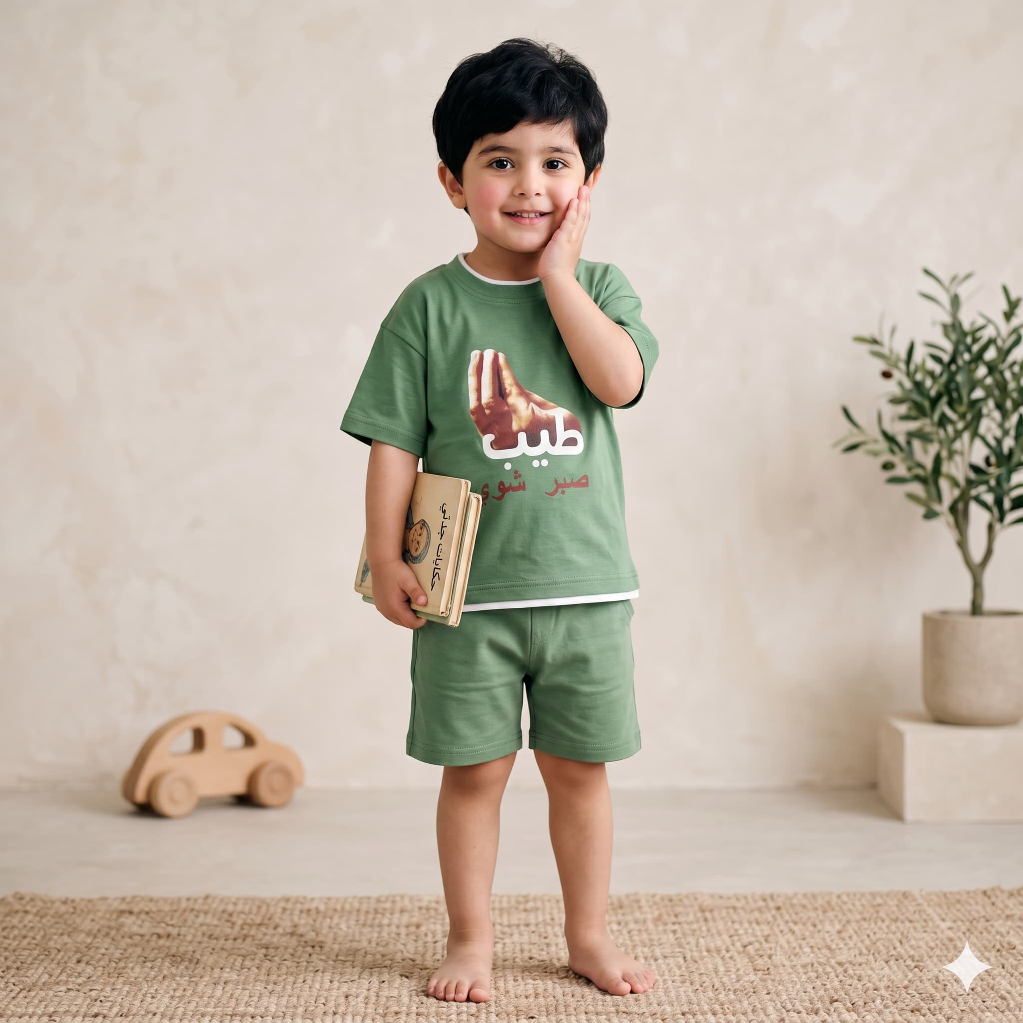 Little Patience Boys Short Set - Sage Green