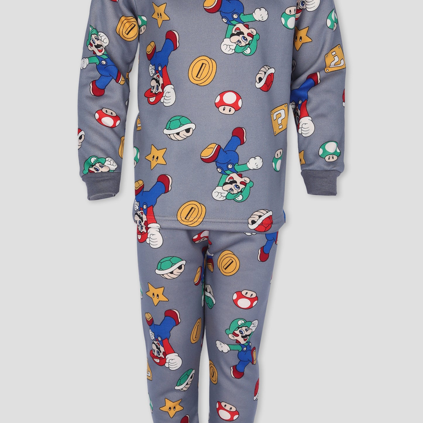 Mario Boys Fleece Pajama Set - Grey